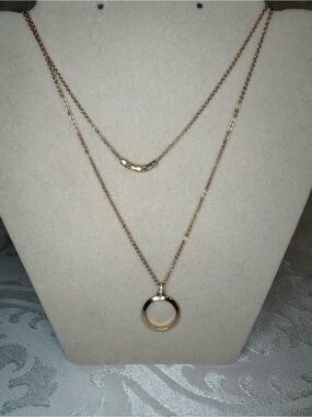 New Bijoux Bar Elegant Gold Layered Ring Pendant Necklace